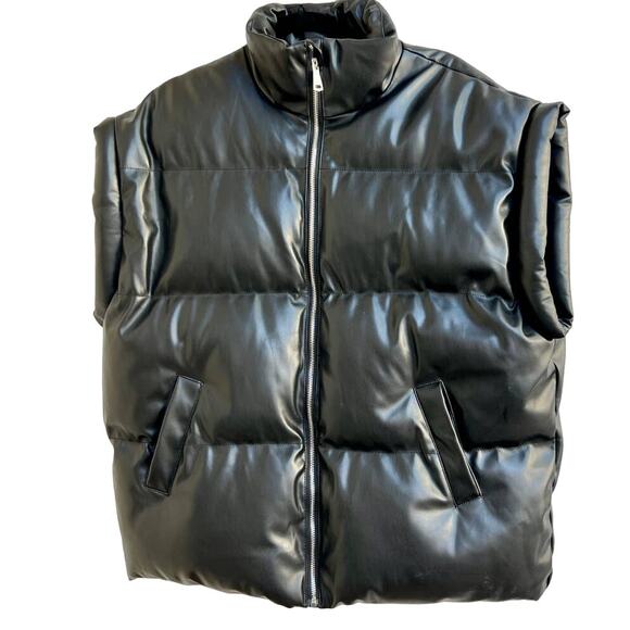 NWOT Storets Sleeveless Stand Up Puffer Vest Jacket Black Men's Size Small